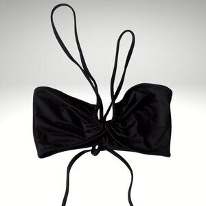 Black Lace-Up Bandeau Tube Top Size Small Adjustable Back